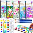 JUNQIU 5Pack Water Color Paint Sets for Kids, Paint With Water Books for Kids Ages 4-8, Pocket Watercolor Painting Book, Arts and Crafts Kit Easter Basket Stuffers For Girls Boys
