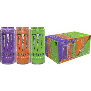 Monster Energy Ultra Variety Pack, POP, Sugar Free Energy Drink, 16 Ounce | Pack of 15 (EXP 09/30/26)