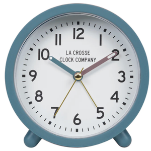 La Crosse Clock Co. 4.4" Analog Quartz Alarm Clock - Teal