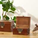 2PCS Decorative Wooden Storage Box with Lids Handmade Memory Box for keepsakes Treasure Chest Box with lock Vintage Wood Baskets Metal Handle Jewelry Desk Organizer Container, Walnut