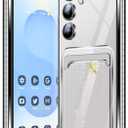 Neivi for Samsung Galaxy S25 Case with Card Holder, Electroplated Flash Bumper Clear Slim Case for Samsung S25 Shockproof Transparent Silicone Cover Galaxy S25 5G Phone Case (Black)