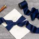 Ribbli Navy Blue Silk Satin Ribbon 1.5 Inch x 30 Yard Handmade Frayed Chiffon Navy Ribbon for Gift Wrapping Wedding Invitations Bridal Bouquets Home Decor