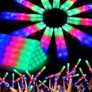 46PCS Foam Glow Sticks, Foam Light Up Sticks with 3 Modes Colorful Flashing, Glow Stick Bulk Party Pack, Glow in Dark Party Supplies, LED Foam Sticks Bulk for Wedding, Raves, Concert, Halloween