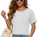 Deer Lady Tops for Women Trendy 2025 High Low Short Sleeve Summer T Shirts Casual Loose Fit Tshirt Basic Crew Neck Curved Top (Medium)