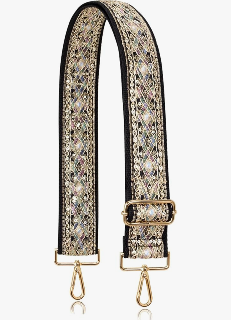 ALLZEDREAM Purse Strap Crossbody Replacement Handbag Shoulder Bag 2" Wide Adjustable Embroidered Lace Sequins