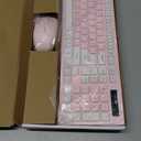 Wireless Keyboard and Mouse Combo, Reccazr 2.4G Full-Sized Keyboard and Mouse Cordless, 3 DPI Adjustable Mouse, Dual-System Keyboard for Computer/Laptop/Windows/Mac (Pink & White)