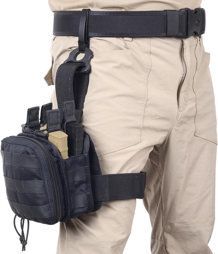 Drop Leg Tactical Mag Admin Pouch,Medical EMT Organizer with 4 Stacker Magazine Holder for M4 M16,1000D Nylon First Aid Pouch