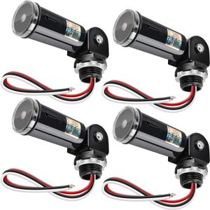 4 Pack Dusk to Dawn Sensor for Outdoor Lighting, 120-277V Photoelectric Switch, UL Listed Photocell Light Sensor Hardwired, IP65 Photocell with Swivel Mount for Most Outdoor Lighting Fixtures