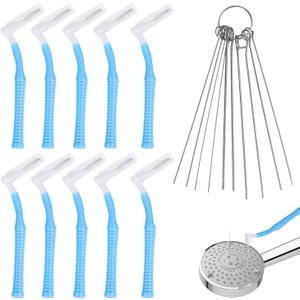 2 x 10pcs Shower Head Cleaning Brushes, Multifunctional Anti-Clogging Shower Nozzle Cleaner Tool with 10 Multi-Size Cleaning Picks for Household Bathroom Small Holes Window Slot