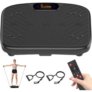 Vibration Plate Exercise Machine, Vibrating Plate Platform for Lymphatic Drainage with 200 Adjustable Speeds, Power Vibration Plate for Weight Loss & Fitness, Supports Max Weight 450 Lbs (Jet Black) Missing a strap.