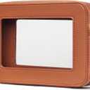 Popvibe Clear Makeup Bag Travel Cosmetic Case Transparent Toiletry Bag with Zipper, Portable Make Up Organizer Traveling Compact Car Bag for Essentials (Brown)