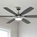 Fanbliss 60 Inch Grey Large Ceiling Fans with Lights and Remote Control for Living Room, Modern Ceiling Fan with Quiet Reversible DC Motor, Ceiling Fan Lights for Garage, Patio, Indoor and Outdoor