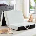 ROXGOX Foldable Mattress, Queen Tri-Fold Memory Foam Mattress Topper with Washable Cover, Handle & Non-Slip Bottom, 6 Inch Portable Folding Bed for Guest, Yoga, Living Room, Camping - 78"x58"x6"