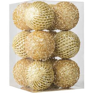 3.15" Christmas Ball Ornaments Glitter Shatterproof Christmas Tree Ornaments Sequin Xmas Hanging Balls Decorations for Wedding Party Holiday(Gold, 12pc-8cm)
