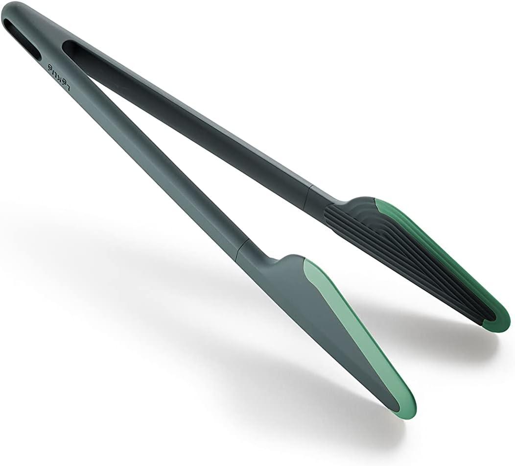 Lékué Grey with Green Tongs, 2.44 x 2.01 x 11.18inch Tongs