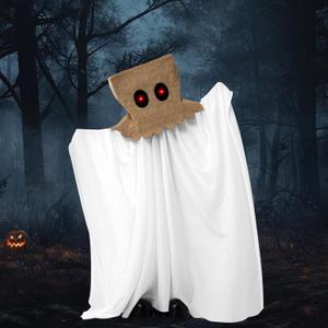 JOYIN 34.6" Halloween Decorations Outdoor Ghost Animated Standing White Sheet Ghost Scary Halloween Decor, Sound-Activated with Light Up Eyes Haunted House Prop for Indoor Outdoor Lawn Party Garden