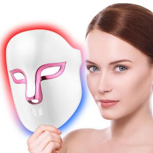 Auxoliev FSA Eligible Red Blue Light Therapy for Face Wrinkles Acne Reduction,LED Face Mask Light Therapy,Rechargeable Home Beauty LED Mask with 4 Color