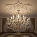 Nuanchu 43.3'' Large PU Ceiling Medallion Combination Decorative 2.36'' ID French Style Chandelier Base Ceiling Medallion for Light Fixtures Victorian Rosette Light Covers for Chandeliers(Lovely)