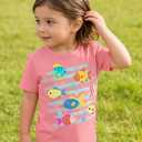 RAISEVERN Girls Clothes Cute Graphic Shirts Kids Short Sleeve T-Shirt Ocean Tee Tops Outifits (Pink) 3-4T