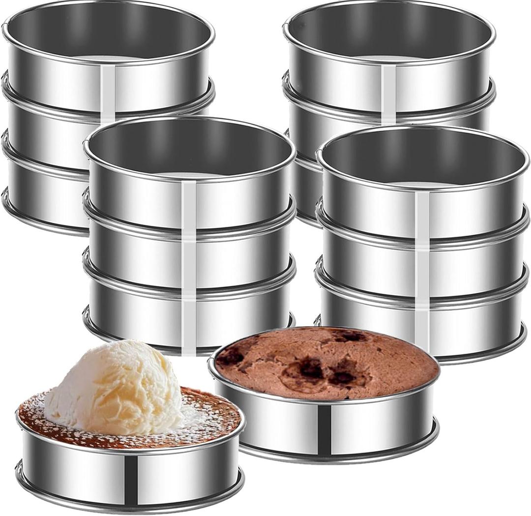 12packs Crumpet Rings 4 Inch English Muffin Rings Stainless Steel Double Rolled Nonstick Metal Round Tart Ring Molds for Cookie Cooking Baking