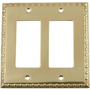 Nostalgic Warehouse Egg & Dart Deco Electrical Outlet Switch Plate Cover (Double Rocker, Polished Brass)
