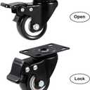 2" Caster Wheels Set of 8, Heavy Duty Casters with Brake, No Noise Locking Casters with Polyurethane (PU) Wheels, Swivel Plate Castors Pack of 8