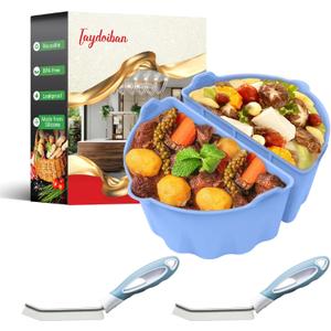 Silicone Slow Cooker Liners Compatible With Crock Pot 6-8 QT,Slow Cooker Divider Allows Cooking Two Different Meals At Once Time, Reusable Silicone Divider Insert, Dishwasher Safe, BPA Free. (blue)