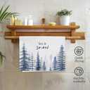 Winter Blue Forest Christmas Tree Kitchen Towels, Snow Pine Tree Xmas Holiday Seasonal Farmhouse Decorative Hand Tea Dish Towel for Bathroom Kitchen Decor, 16x24 Inch