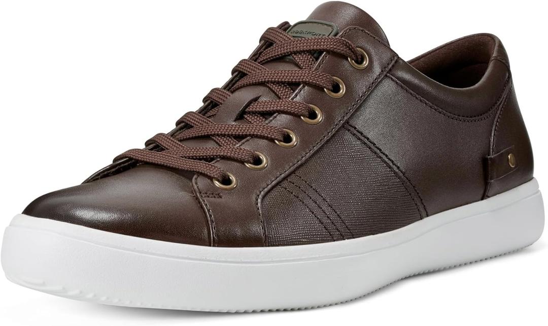 Rockport Men's Colle Tie Sneakers (11.5, Dark Brown Leather)