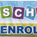 4 Less Co 2x6 Feet PRESCHOOL NOW ENROLLING Banner Child Care Sign Fabric Polyester With Grommets bgb