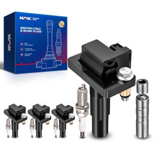 KAX 4-Pack Ignition Coil Pack & Iridium Spark Plugs Kit w/Magnetic Socket for Subaru Impreza 2011-2014 2.5T WRX STI 2015-2018 Forester 2011-2013 2.5T Legacy 2010-2012 2.5T, Replace#UF665, 93893