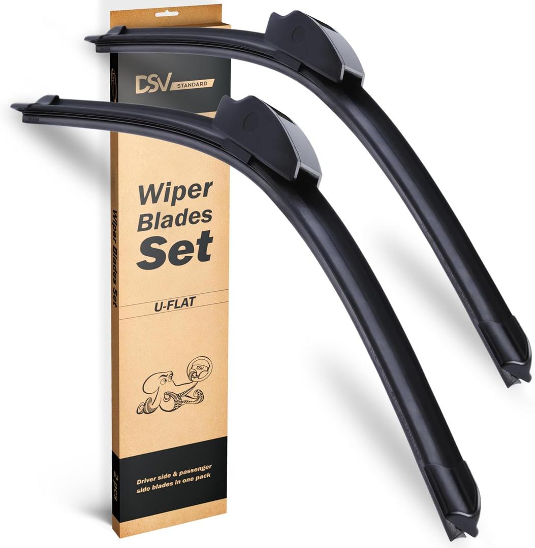 OEM Quality Windshield Wiper Blades, 26 and 16 DSV Standard Car Wiper Blades With Universal U/J Hook Only, Automotive Replacement Wiper Blades for my Car, Water Repellency Wiper Blade, Pack of 2