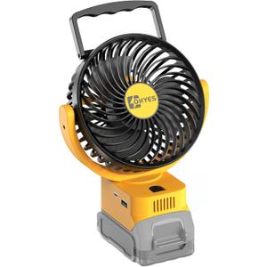 ohyes Cordless Jobsite Fan Fit For DeWALT 20V Max Battery Brushless Motor With USB A+C Fast Charging For Camping Workshop and Construction Site(Battery not included)