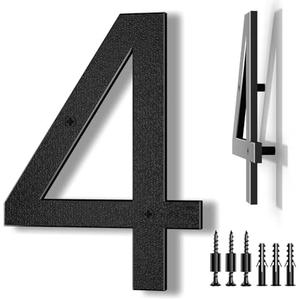 IVERRA 8 Inch Large Floating House Numbers, Black Modern House Number for Outside, Home Address Numbers for Outdoor Garage Gate Wall Street (4)