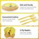 96Pcs Lightning Birthday Decorations Plates Set 24 Guests Paper Plates Napkins Forks Party Supplies (Yellow)