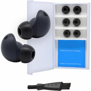 Comply TrueGrip | Premium Memory Foam Replacement Earbud Tips for Samsung Galaxy Buds2 Pro | Enhanced Comfort, Secure Fit, Superior Noise Isolation, Cleaning Tool | Black, Large (Pair of 3)