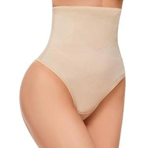 SIMIYA Thong Shapewear Tummy Control for Women High Waist Stay Put Body Shaper Stomach Compression Shapewear Thong Girdle, Large