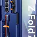 Vizvera for Samsung Galaxy Z Fold 7 Case RFID Wallet with Cards Holder [S Pen Included] [Camera Cover] Shockproof Silicone Protective Phone Case for Z Fold 7 2025(Blue)