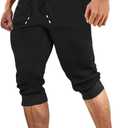 MAGCOMSEN Men's 3/4 Capri Joggers Running Athletic Gym Workout Long Shorts Cotton Below Knee Pants with Zipper Pockets