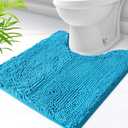 Toilet Rug U-Shaped, Super Absorbent Chenille Bathroom Rugs and Strong PVC Non-Slip Backing for Toilet RugsU Shaped Washable, Machine Washable, Bath Mats for Bathrooms,20"x 24",(Turquoise)