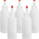 Ninsula 5Pcs Squeeze Bottles, 4 Oz Plastic Condiment Squeeze Bottles with Red Twist Top Cap, Empty Squeeze Bottles for Sauces, Ketchup, Mustard, Syrup, Oil, Dressings, Travel, Lab, and Crafts