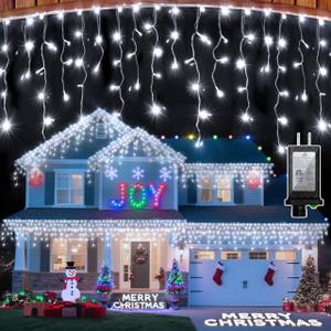 670 LED Christmas Lights with 148 Drops, 66ft 12 Modes Hanging ice String Lights with Timer & Dimmable & Waterproof, Plug-in Fairy Lights for Tree Holiday Wedding Party Christmas Decor Cool White