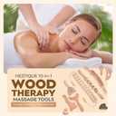 NESTIQUE 10 in 1 Wood Therapy Massage Tools for Body Shaping with Gua Sha Stone Lymphatic Drainage kit for Muscle Pain Relief, Maderoterapia Professional kit for Body Sculpting