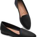 BABUDOG Womens Flats with Synthetic Leather,Classic Black and White Flats Shoes,Dress Shoes for Women(Black.US8)