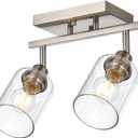VINLUZ 2 Light Wall Sconces for Bathroom in Brushed Nickel Finish Modern Vanity Lighting with Rotatable Light Head Classic Spotlight Fixture with Clear Glass Shade