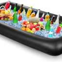 Leitee Inflatable Serving Bar with Drain Plug 52 x 24 x 5'' Inflatable Ice Serving Buffet Bar for Party Food Cooler Buffet Drink(Black,Basic Style)