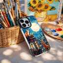 for iPhone 15 Pro Case, Starry Night Cats on Rooftop Pattern, Military-Grade Drop Protection, Cute Fantasy Soft Slim TPU Protective & Camera Protection for Women & Girls (CatGlass)