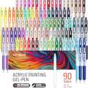 Joyask Gel Pens For Coloring, 90 Colors Retractable Colored Pens for Black Paper & White Paper, 0.7mm Fine Point Colorful Pens for Coloring, Writing, Drawing, Journaling, Note Taking, Office, Home