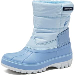 Lands' End Waterproof Kids Snow Boots - Insulated Warm Fleece Lined Winter Boots for Toddlers, Girls & Boys Size 5-10 Toddler or 11-7 Little or Big Kid (Light Blue)