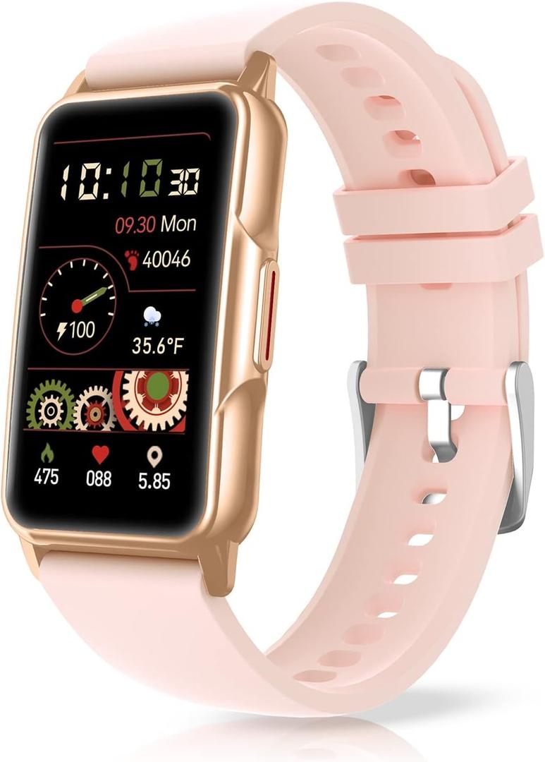 Smart Watch Health Fitness Tracker with 24/7 Heart Rate, Blood Oxygen Blood Pressure Sleep Monitor, 115 Sports Modes, Step Calorie Counter Pedometer IP68 Waterproof for Android and iPhone Women Men (Golden Rose Pink)